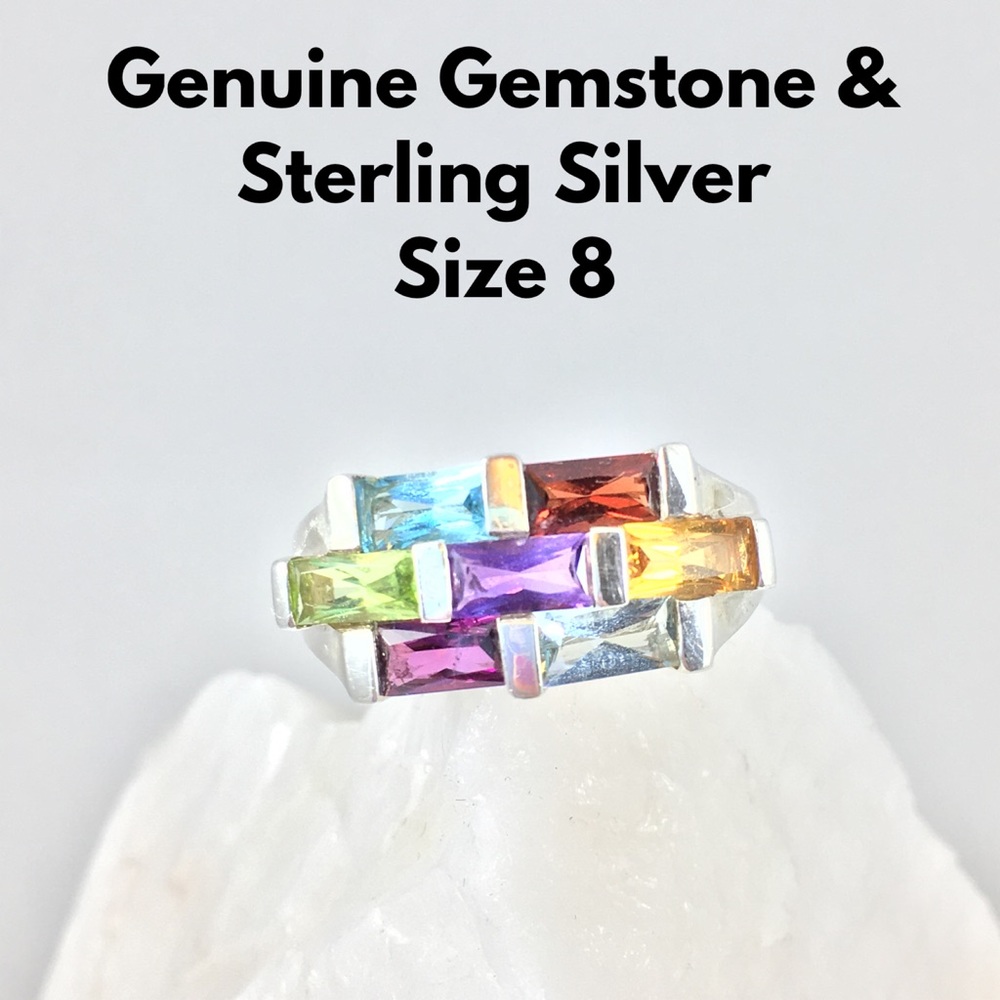 Multi-Gemstone Sterling Silver Ring